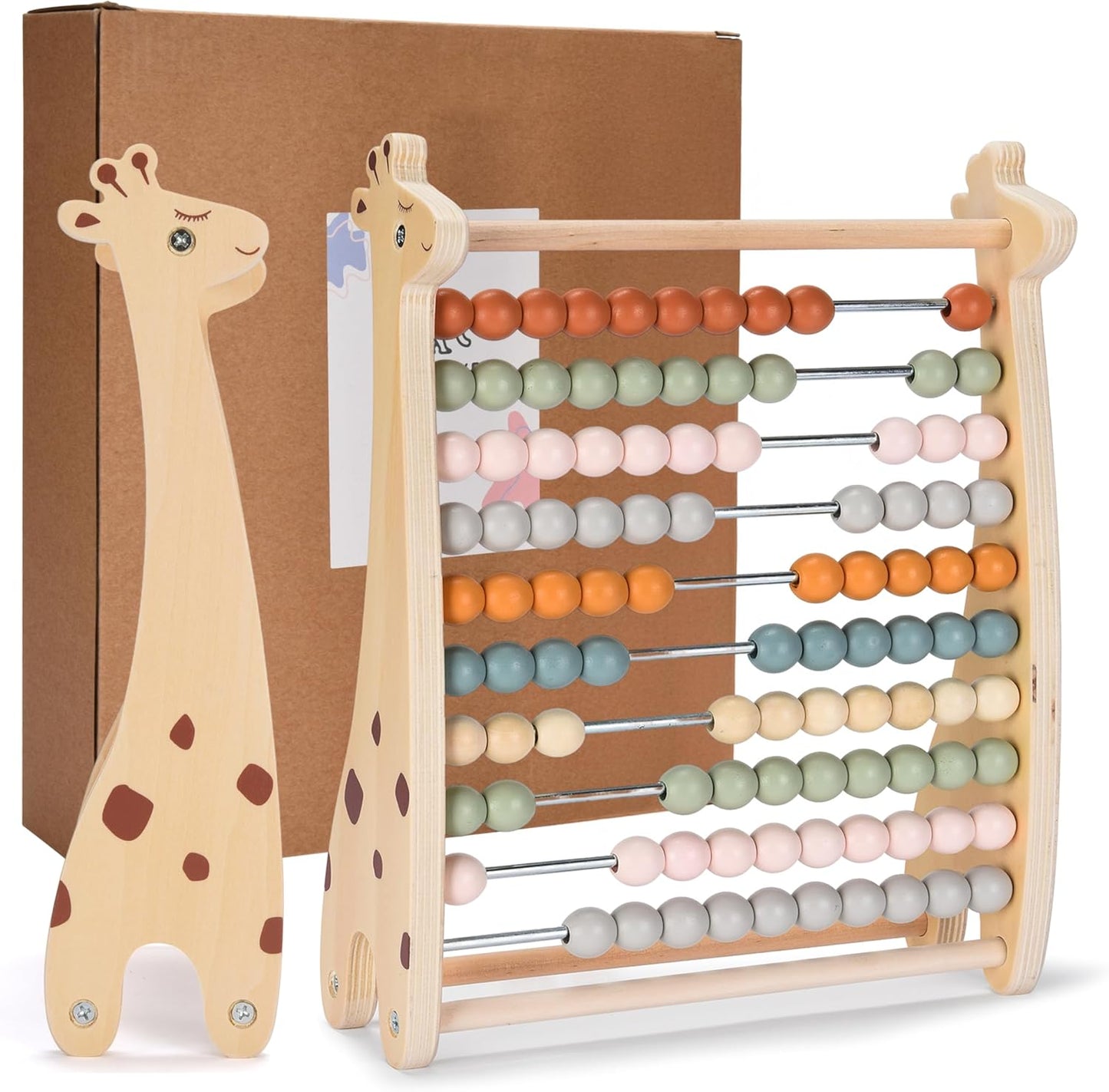 Abacus for Kids Math Teaching Tools Made of Wooden Beads and Rack - Children's Wood Number Counters for Teaching Addition, Subtraction and More - Abacus for Toddlers 1-3